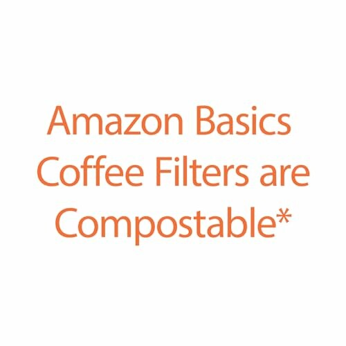 Text stating Amazon Basics Coffee Filters are compostable.