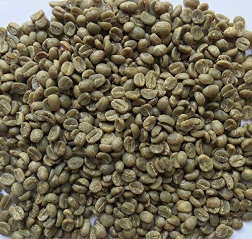 Pile of raw green coffee beans