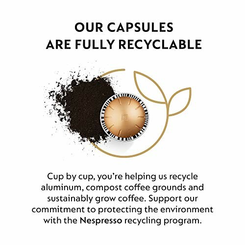 Recyclable coffee capsule with coffee grounds and eco-friendly message.