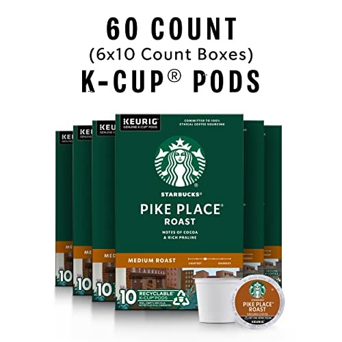 Starbucks Pike Place Roast K-Cup Pods, 60 Count